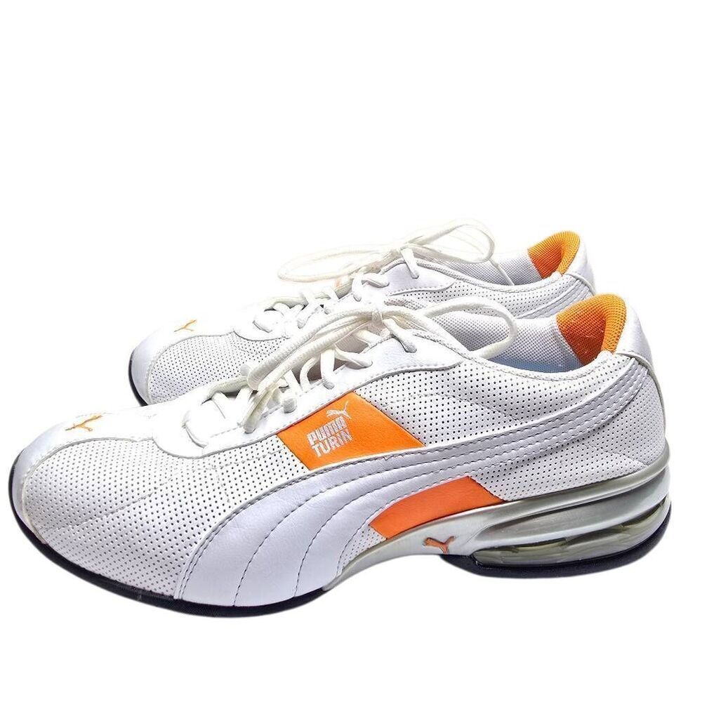Puma Mens Cell Turin Training Running Shoe White Orange Silver Size 11.5